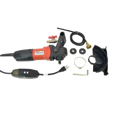 4 Inch Variable Speed Wet Polisher Kit With 8 Piece Diamond Polishing Pad Set Grit Range 50 100 200 400 800 1500 3000 For Granite Marble Concrete Includes GFCI Safety And Easy Hook And Loop Backer Pad components