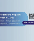 German text promoting quick way to find Duravit toilet seat with QR code and "Jetzt starten" button.