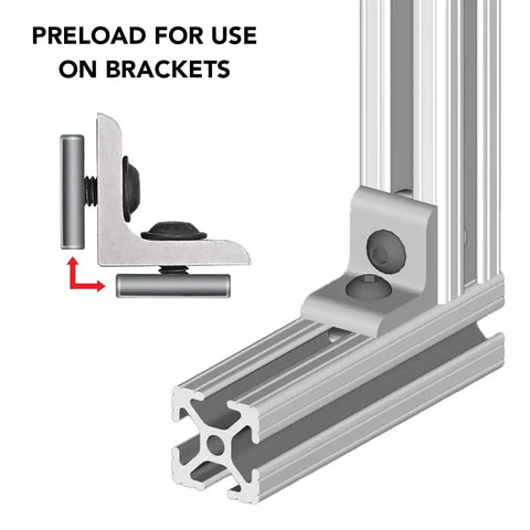 Slide In M8 T Nuts For 1.5 Inch, 40mm And 45mm Aluminum Extrusions, Steel ST50 With Zinc Finish, Installation on Bracket Visual