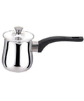 All In One Stainless Steel Turkish Coffee Pot Teapot And Chocolate Melting Pan 900ml Capacity For Coffee Milk Soup And More Great For Picnic Cafe Or Office Use front view