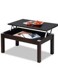 Coffee table with open top using folding spring hinge for tables and desks, two pack heavy duty furniture lift mechanism displayed in living room.