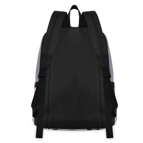 Back view of Dalmatian Print Backpack With Insulated Lunch Cooler, lightweight durable nylon for women and men.