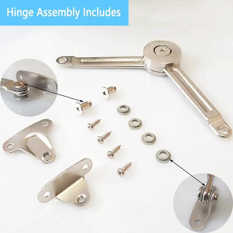 2 Pack Soft Close Toy Box Hinges With Heavy Duty Lid Support And Adjustable Tension For Wooden Boxes in Silver Finish