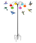 Outdoor Glass Hummingbird Feeders Set With Six Hand Blown Glass Balls On An Adjustable Shepherds Hook Pole For Garden Decor