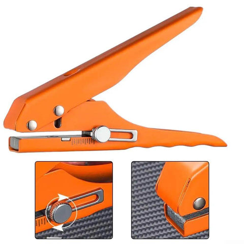 Side view of Pro Grade 15mm Hole Punch Pliers With Fixed Guide For Paper Cardboard PVC Cards Leather And Thin Metal Sheets.