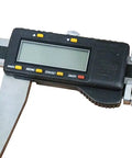 Heavy Duty Digital Caliper Delivers Zero To 1500 Millimeter And Zero To Sixty Inch Range With Tough Stainless Steel Body close-up view of display and adjustment wheel.