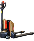 Full Electric Pallet Jack With Lithium Battery 3300 Lb Capacity Mini Walkie Pallet Truck For Tight Spaces And Warehouse Operations Solid Heavy Duty Hauler side view showcasing design and features.