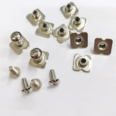 Durable Zinc Plated Alloy R Clips With Nickel Plated Screws Nuts And Rubber Gaskets for helmet repair kit on white background