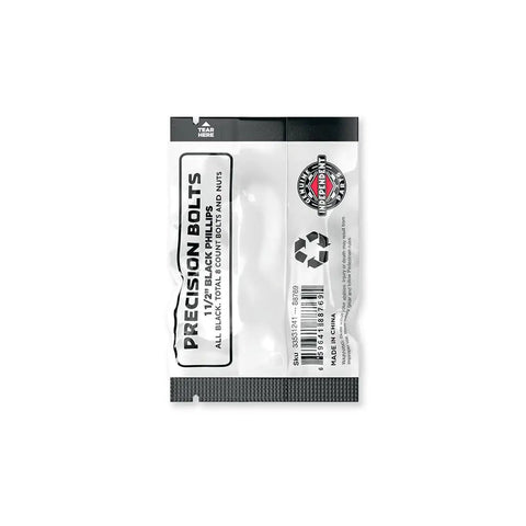 Packaging of Skateboard Phillips Head Hardware Kit 1.5 Inch Black For Trucks And Decks Durable Steel Screws And Nuts