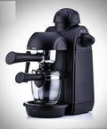 Level Up Your Coffee Game With This Semi Automatic Bean To Cup Machine featuring a black exterior and glass cup holder.