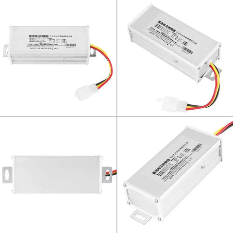 Heavy Duty Dc Voltage Converter For Electric Bike And Scooter Converts 36V To 12V With 180W Output compact design with wires.