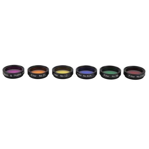 1.25 Inch Telescope Filter Set With Moon And Polarizing Filters, six stackable eyepiece filters for enhanced lunar and planetary views