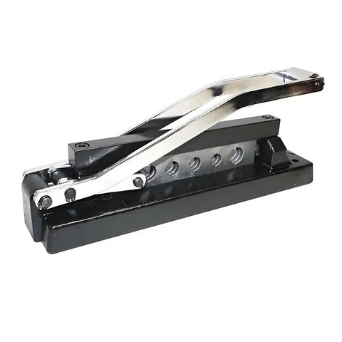 Heavy Duty H8 Hose Crimping Kit For Desk Or Portable Use With Five Die Sizes, cast iron body, shown from side angle
