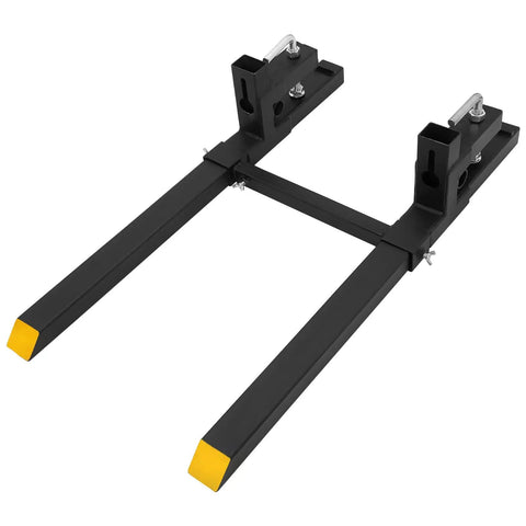 43 Inch Clamp On Pallet Forks For Tractor Bucket And Front End Loader With Adjustable Stabilizer Bar, Heavy Duty 2000 Lb Capacity