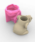 Elephant Planter Silicone Mold For Concrete Pots, Flexible DIY Molding Kit For Flower Pots Or Pen Holders shown with mold