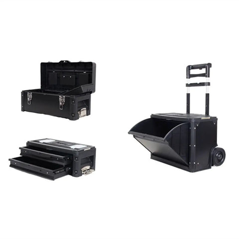Rollin Tool Storage Chest For Garage And Shop Large Stackable Upright Trolley Toolbox With Removable Tray Mobile On Wheels
