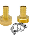 One Half Inch Garden Hose Repair Kit Brass Connector With Stainless Steel Clamps Includes Male And Female Hose End Fittings Durable Rustproof Mender For Easy Leak Fix