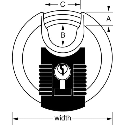 Diagram of Heavy Duty Disc Padlock With Combination Stainless Steel Outdoor Lock showing dimensions and design features