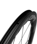 Close-up of Carbon Wheelset 45to50CU-25-CC 700C Tubeless Rim Brake for Road Bikes, showing rim profile and spoke attachment