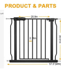 Extra Wide Indoor Baby Gate For Doorways And Stairs Pressure Mounted Walk Through Black Metal Gate With Auto Close Feature dimensions