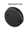 Matte Black Lift and Turn Tub Drain Stopper Kit With Two-Hole Overflow Faceplate No-Putty Gasket Universal Fine