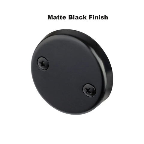 Matte Black Lift and Turn Tub Drain Stopper Kit With Two-Hole Overflow Faceplate No-Putty Gasket Universal Fine