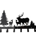 Heavy Duty Wall Mount Coat Hooks Zero Hassle Black Metal Key Hanger Rack For Entryway Bathroom Living Room Organization with deer and tree design.