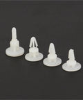 Built Tough Nylon Stand Off Spacers Set Of 200pcs For Circuit Boards With 6mm And 8mm PCB Pillar Racks Dual Locking Reinforced Wing Snap Design Keeps Components Locked In Place And Neat, white nylon PCB spacers on black background