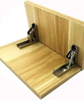 90 Degree Folding Door And Shelf Hinge Hidden Bracket Table Holder Furniture Hardware Set 2 Pack installed on wooden panel