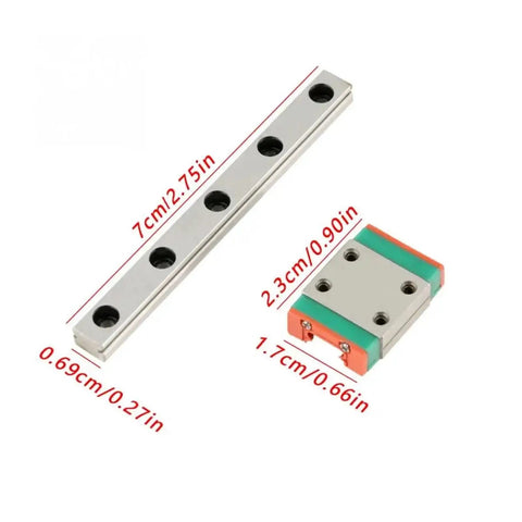 Get Smooth And Precise Motion With This High Precision Linear Guide Rail Kit Available In 40 55 Or 70mm Sizes Featuring Low Friction Slide Blocks For Easy Installation And Rock Solid Stability In Any Miniature Setup You Build. 7cm rail and 2.3cm slide block