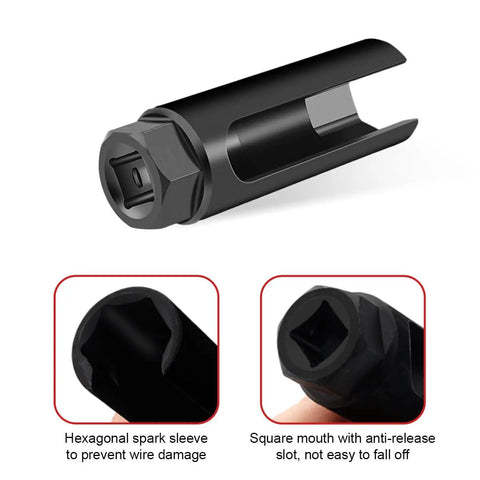 Oxygen Sensor Socket With Side Wire Cutout For Quick No Fuss O2 Sensor Removal And Installation, 1/2 Inch Drive By 7/8 Inch