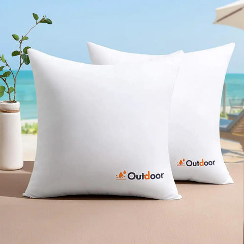 Pack Of 2 18x18 Outdoor Waterproof Throw Pillow Inserts With Water Resistant Fabric Cushions For Patio And Garden Durable 7D Polyester Fill