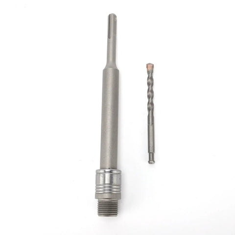 Heavy Duty Hole Saw Arbor Adapter And Drill Rod Connector For Round Shank Electric Hammers with a 220mm CRV steel shaft.