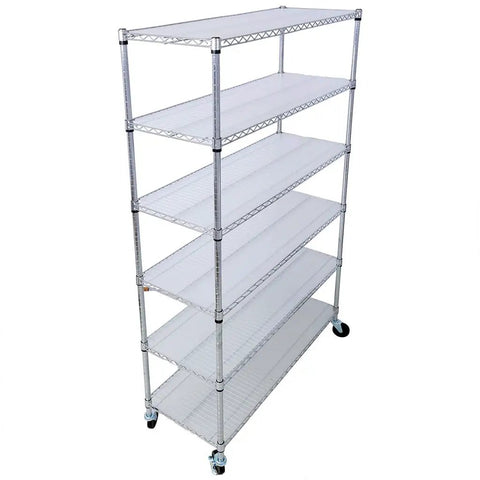 Beefy 6 Tier Wire Shelving Unit With Wheels And Liners Heavy Duty Rolling Garage Pantry Shelf For Kitchen Storage