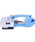 Top Tier Electric Strapping Machine For Boxes And Pallets With 3000 Mah Battery Power automatic tension cut tool in sleek blue design.