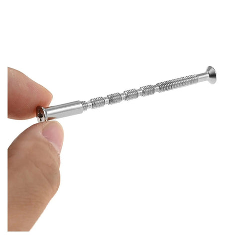 Door Handle Screw Kit With M7x16 Cross Sleeve And M7x60 Countersunk Bolts, Interior Door Lever Mounting Hardware, Standard Metric Threads, Durable Fixing Screws And Sleeves For No Fuss Quick Setup And Easy Door Handle Assembly, close-up held in hand