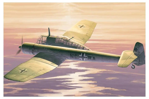 BV 141 German World War II Recon Aircraft Model Kit With Over 100 Parts, One Forty Eight Scale, asymmetrical aircraft in flight