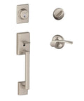 Single Cylinder Handleset With Left Hand Merano Lever In Satin Nickel EZ Install With Self Aligning Screws Fits 1-5/8 To 1-3/4 Inch Doors