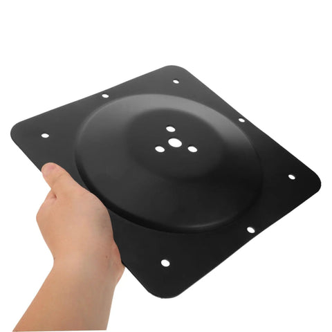 Black cast iron table leg bracket being held, 5 hole design for easy furniture mounting, Badass Heavy Duty Table Leg Brackets And Furniture Mounting Plates For Desk Dining Room Upgrades Rock Solid Iron Fasteners No Sweat Installation Top Tier Modern Hardware.