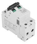 2P Low Voltage DC Miniature Circuit Breaker For Solar Panel Grid Systems 25A, side view with dual pole design, easy DIN rail mounting