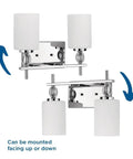 Status Collection Two Light Etched Linen Glass Coastal Bath Vanity Light in Polished Chrome, up or down mount options