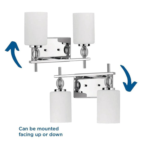 Status Collection Two Light Etched Linen Glass Coastal Bath Vanity Light in Polished Chrome, up or down mount options