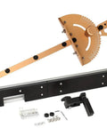 Heavy Duty Aluminum Table Saw Miter Gauge Decked Out With Laser Marked Rulers And Rock Solid Stops for precise angled cuts.