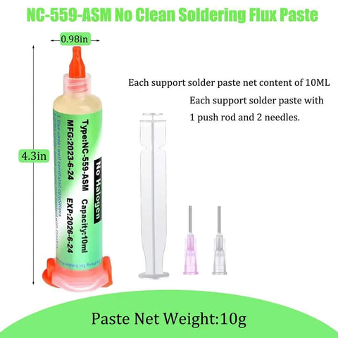 No Clean Solder Flux Paste Lead Free Rosin Flux Tacky Soldering Liquid For Electronics Repairs 10ml tube with accessories