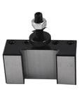marddpair OXA 250-002 quick-change lathe tool post holder, front view, black clamp with silver body