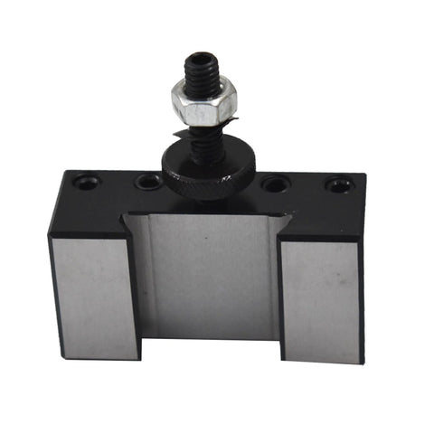 marddpair OXA 250-002 quick-change lathe tool post holder, front view, black clamp with silver body
