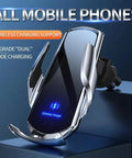 Smart Auto Clamp Wireless Car Charger Mount For Chevy Bolt EV EUV Blazer Volt Featuring Dual Magnetic Induction Charging on a desktop.