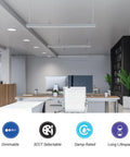 Office with Dual CCT Tunable Direct Indirect 4 Foot Linear Up Down Light With Linkable Design, Silver Finish, Dimmable