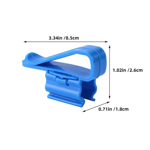 Blue 20 Pack Aquarium Water Pipe Clip Clamps For 8 To 16 mm Tubes Plastic Hose Holders dimensions labeled