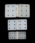 60 Pack Pinned Nylon Hinges For RC Airplane Models, Fixed Wing Parts, displayed in three sizes on a black background.